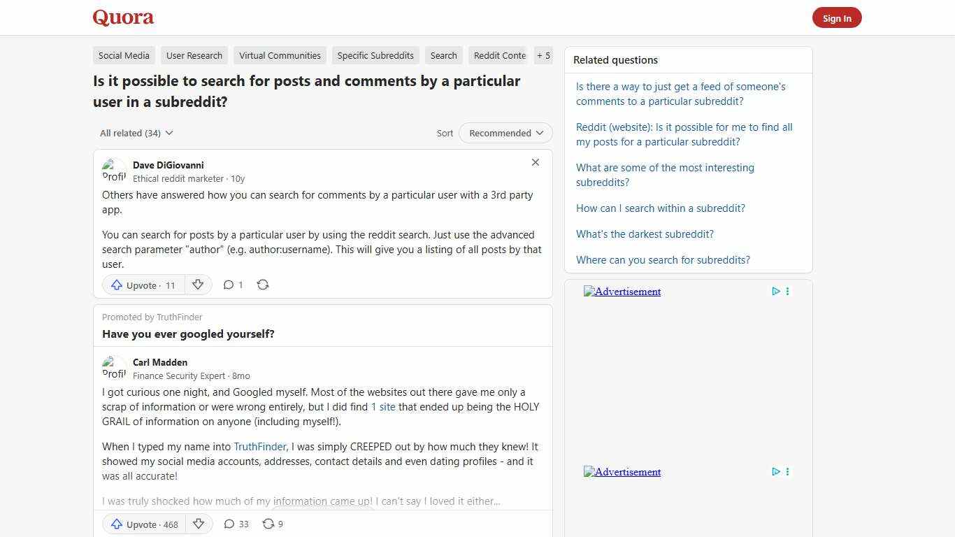 Is it possible to search for posts and comments by a particular user in a subreddit? - Quora